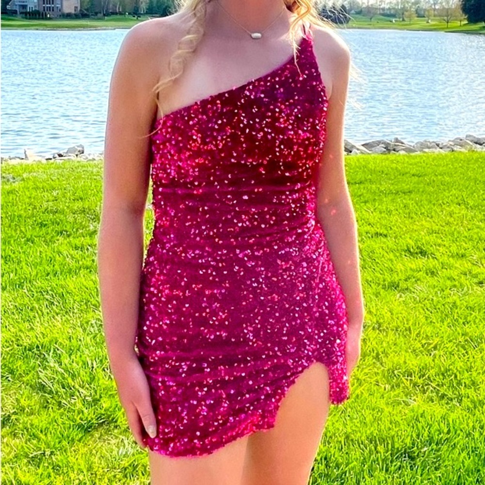 Dark Fuchsia sequin mini dress - XS